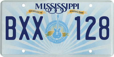 MS license plate BXX128