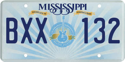 MS license plate BXX132