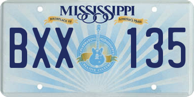 MS license plate BXX135