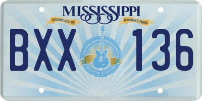 MS license plate BXX136