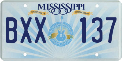 MS license plate BXX137