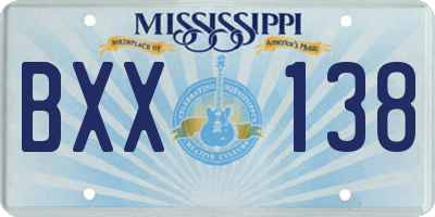 MS license plate BXX138