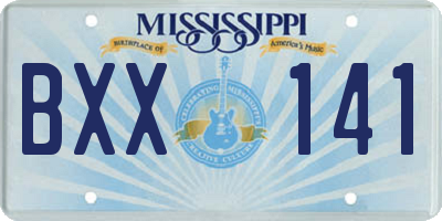 MS license plate BXX141