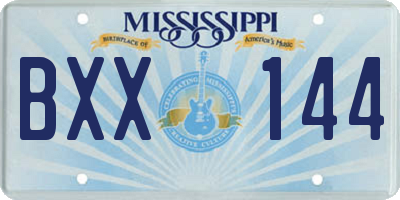 MS license plate BXX144