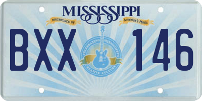 MS license plate BXX146
