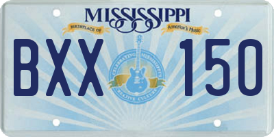 MS license plate BXX150