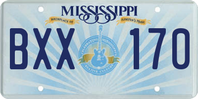 MS license plate BXX170