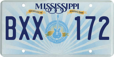 MS license plate BXX172