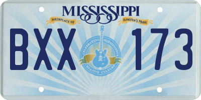 MS license plate BXX173