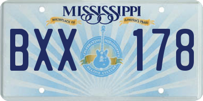 MS license plate BXX178