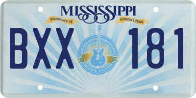 MS license plate BXX181