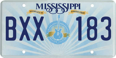 MS license plate BXX183