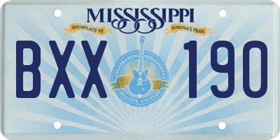 MS license plate BXX190