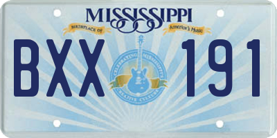 MS license plate BXX191