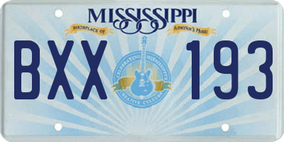 MS license plate BXX193