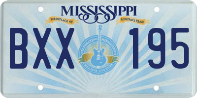 MS license plate BXX195