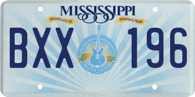 MS license plate BXX196