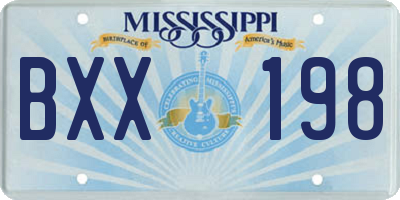 MS license plate BXX198