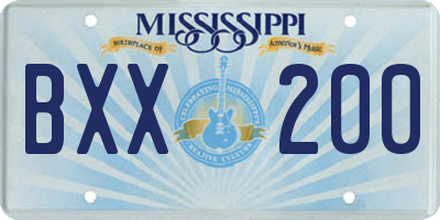 MS license plate BXX200