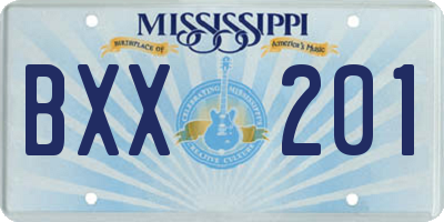 MS license plate BXX201