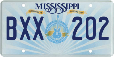 MS license plate BXX202
