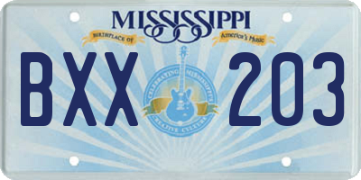 MS license plate BXX203