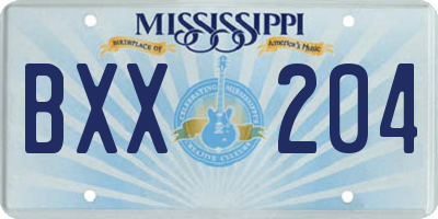 MS license plate BXX204