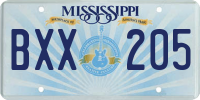 MS license plate BXX205
