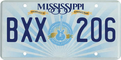 MS license plate BXX206