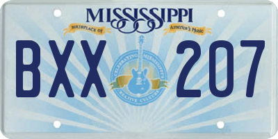 MS license plate BXX207