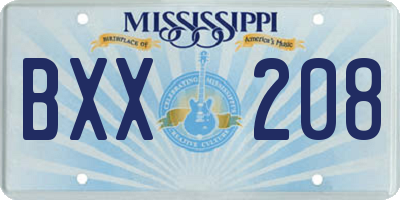 MS license plate BXX208