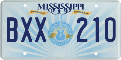 MS license plate BXX210