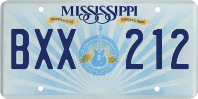 MS license plate BXX212
