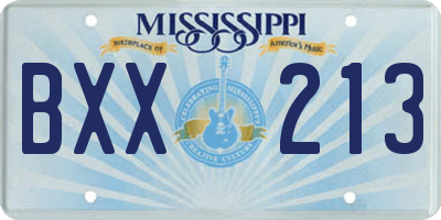 MS license plate BXX213