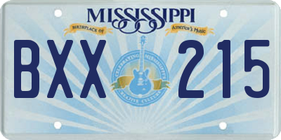 MS license plate BXX215