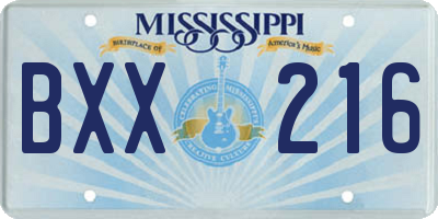 MS license plate BXX216