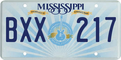 MS license plate BXX217
