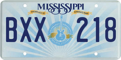 MS license plate BXX218
