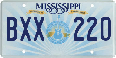 MS license plate BXX220