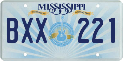 MS license plate BXX221