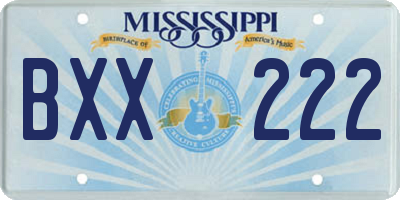 MS license plate BXX222