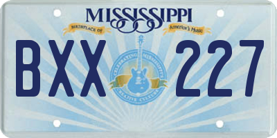 MS license plate BXX227