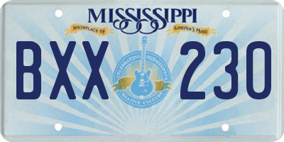 MS license plate BXX230