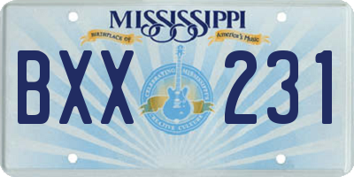MS license plate BXX231