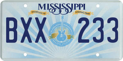 MS license plate BXX233
