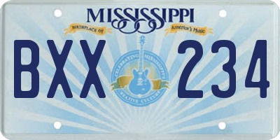 MS license plate BXX234