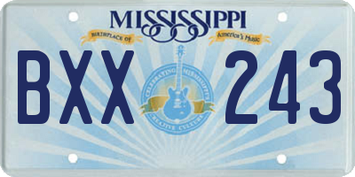 MS license plate BXX243