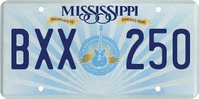 MS license plate BXX250