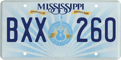MS license plate BXX260