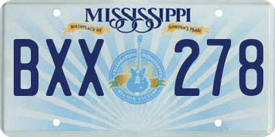 MS license plate BXX278